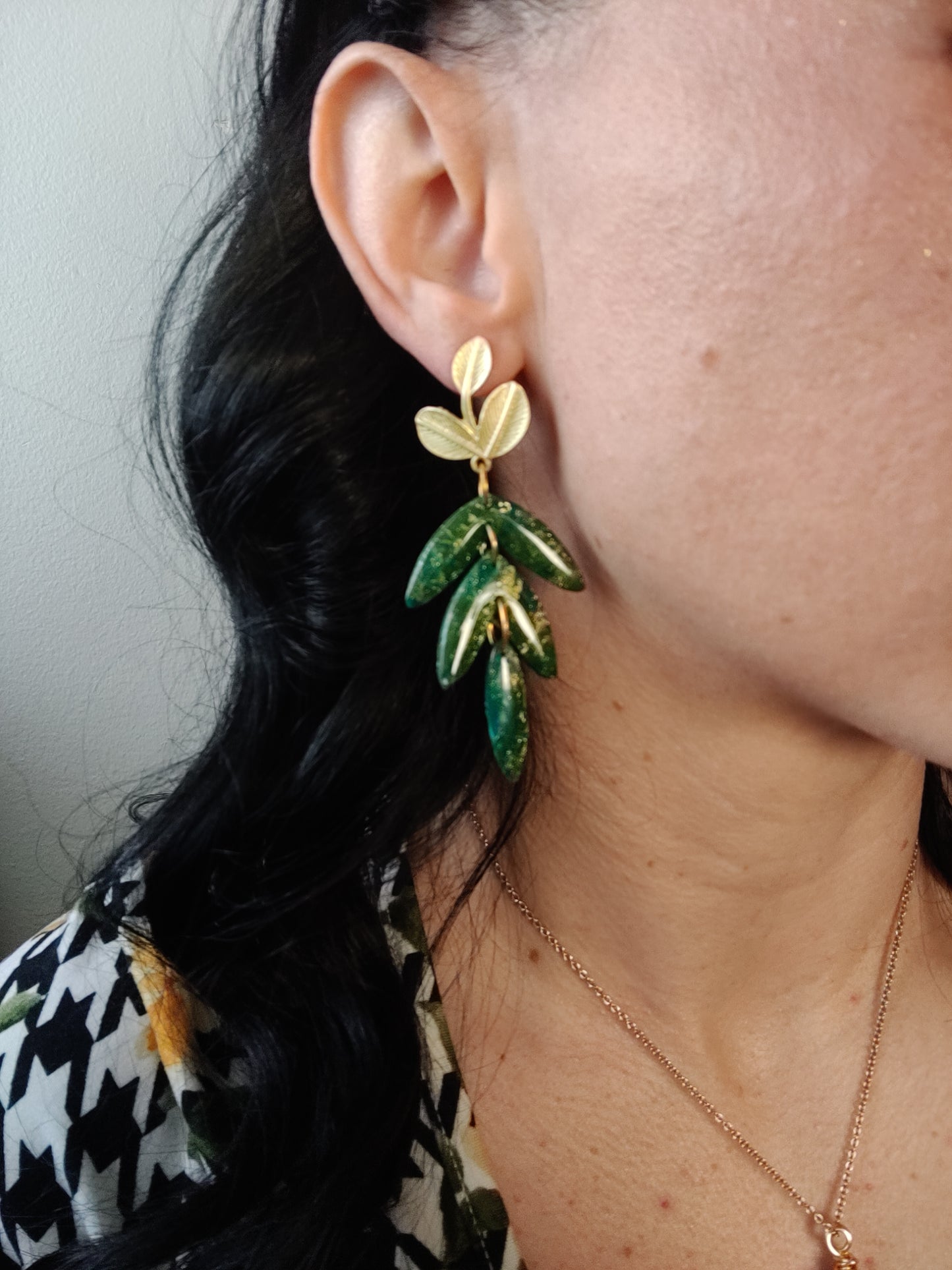 Gold Leaf Dangle Earrings