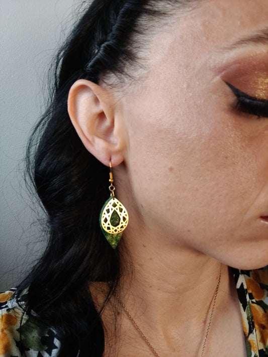 Gold Leaf Teardrop Earrings