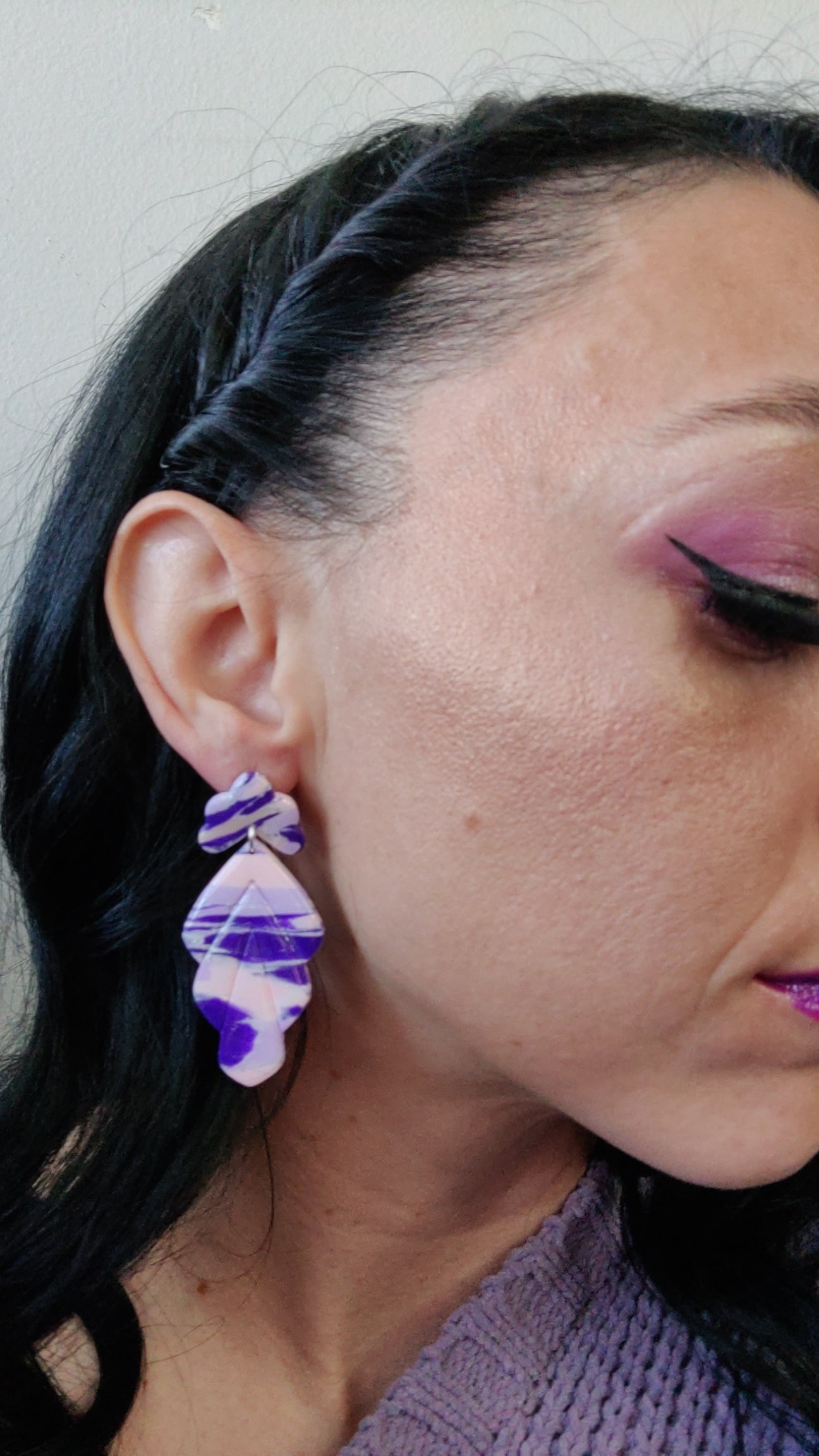 Purple Feather Earrings